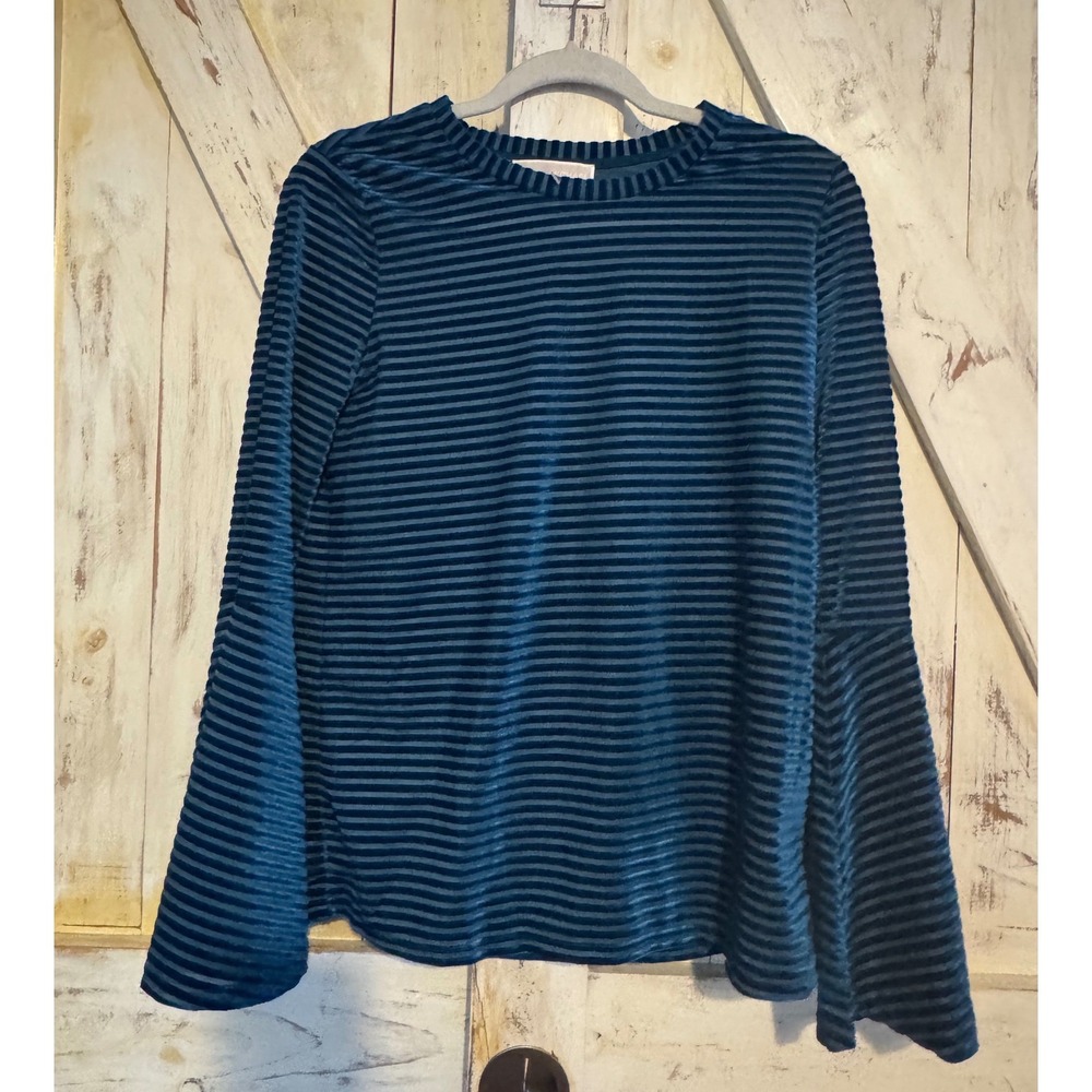 Michael Kors‎ Teal Velvet Burnout Bell Long Sleeves Top Women's Size S